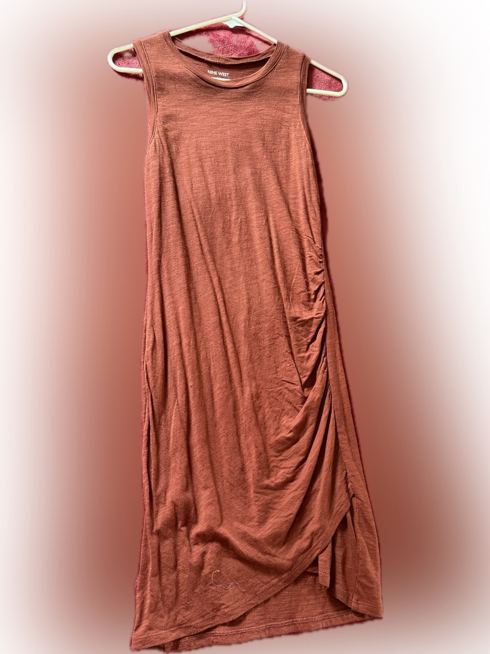 Nine West Rust Red Maxi Skirt with Side Gather